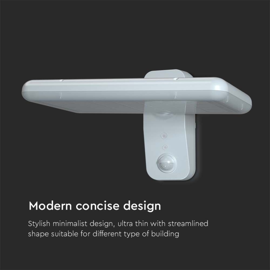 Luminária de parede solar LED com sensor LED/15W/3,2V 4000K/6000K IP65 6000 mAh branca