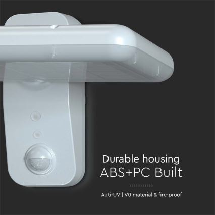 Luminária de parede solar LED com sensor LED/15W/3,2V 4000K/6000K IP65 6000 mAh branca