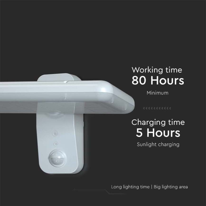 Luminária de parede solar LED com sensor LED/15W/3,2V 4000K/6000K IP65 6000 mAh branca