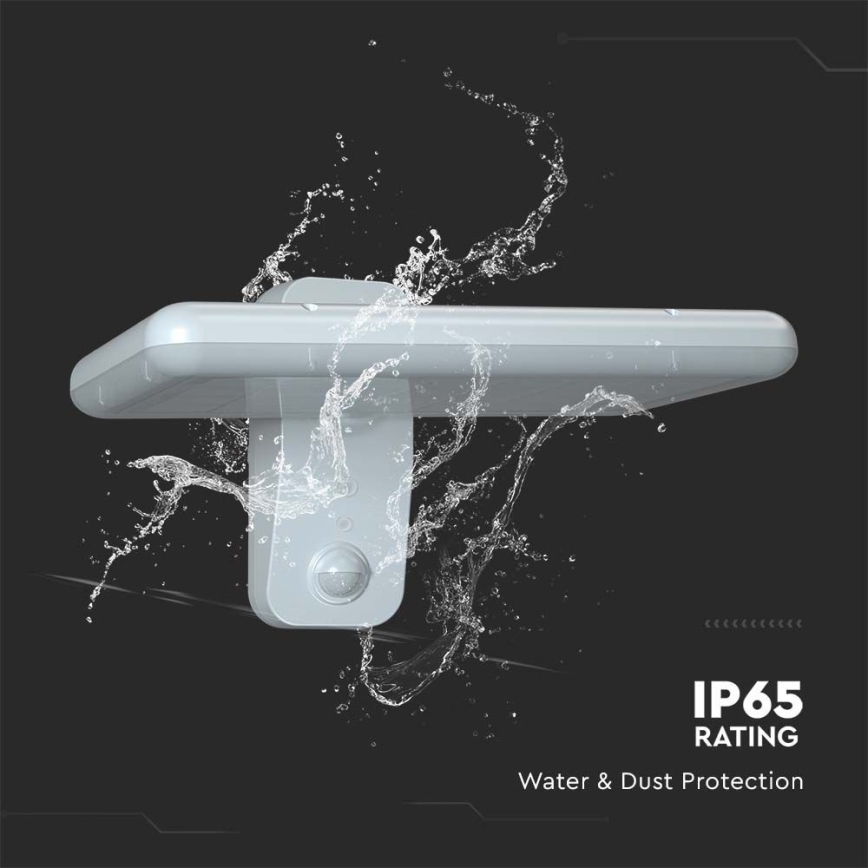 Luminária de parede solar LED com sensor LED/15W/3,2V 4000K/6000K IP65 6000 mAh branca