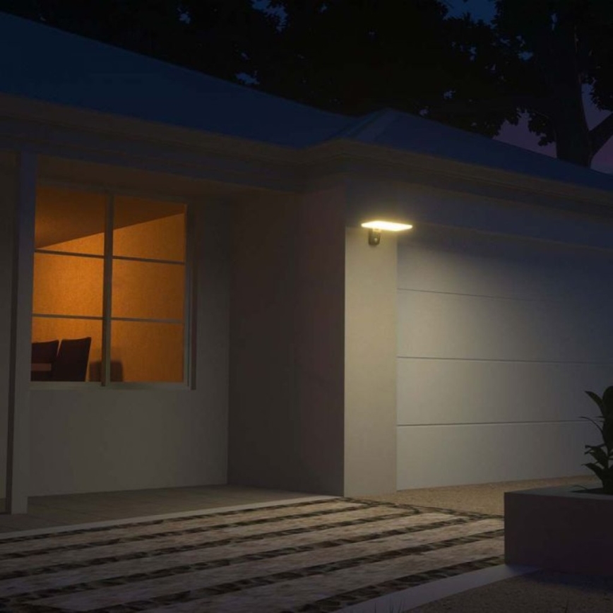 Luminária de parede solar LED com sensor LED/15W/3,2V 4000K/6000K IP65 6000 mAh preta