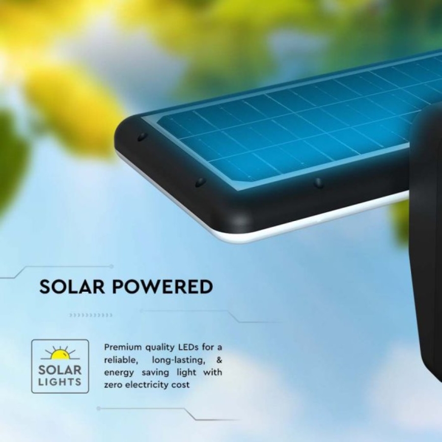 Luminária de parede solar LED com sensor LED/15W/3,2V 4000K/6000K IP65 6000 mAh preta