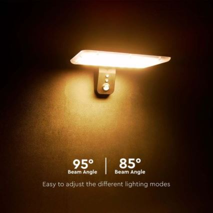 Luminária de parede solar LED com sensor LED/15W/3,2V 4000K/6000K IP65 6000 mAh preta