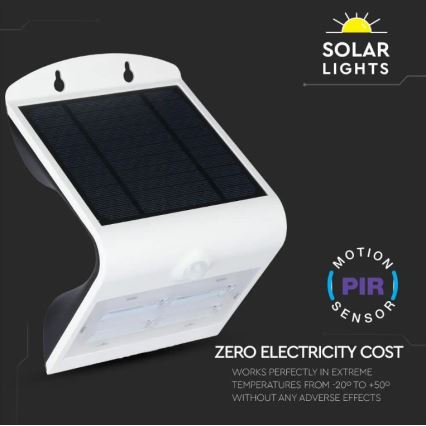 Luminária de parede solar LED com sensor LED/3W/3,7V 3000/4000K IP65 2000 mAh branca