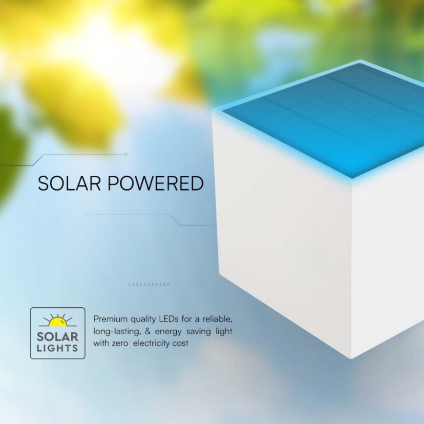 Luminária de parede solar LED com sensor LED/3W/3,7V IP65 4000K 2600 mAh branca