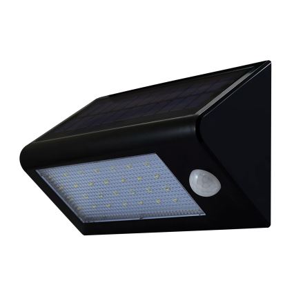 Luminária de parede solar LED com sensor LED/5,5W/3,7V 2000 mAh IP44 preta