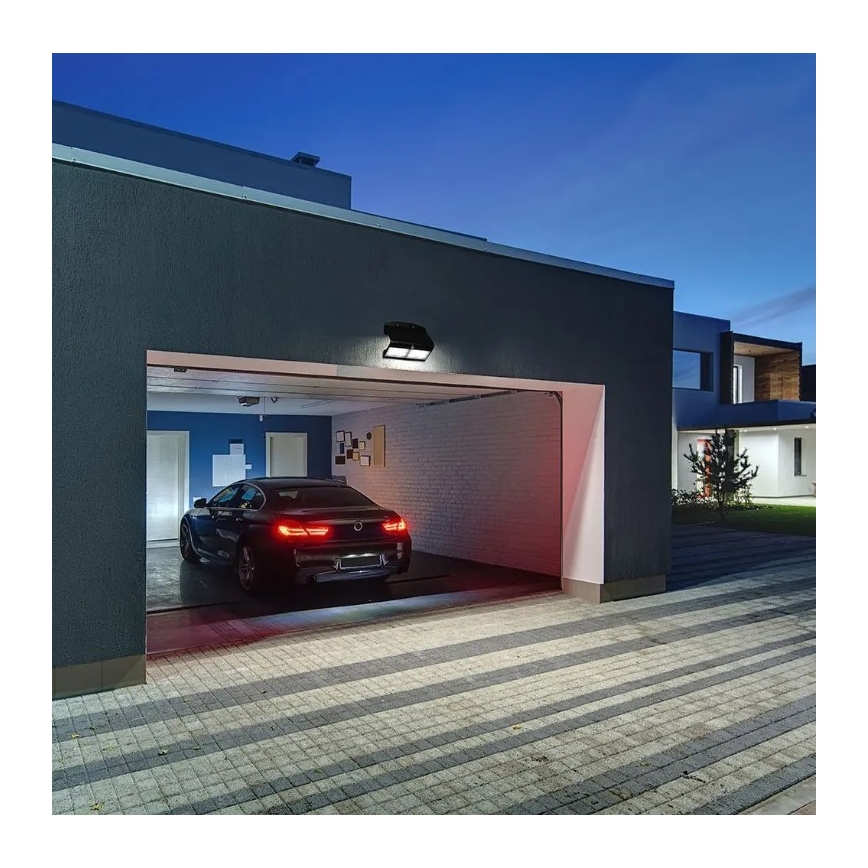 Luminária de parede solar LED com sensor LED/7W/3,7V 4000K IP65 4000 mAh preta