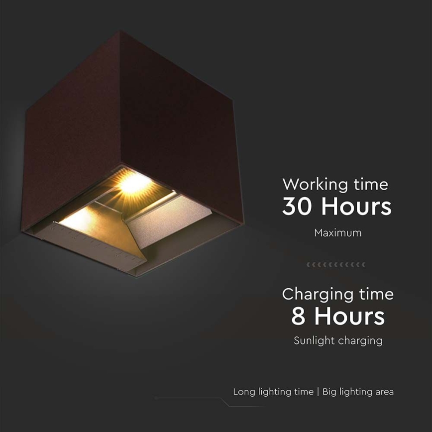 Luminária de parede solar LED com sensor LED/9W/3,7V 3000/4000/5000K 2600 mAh IP65 marrom