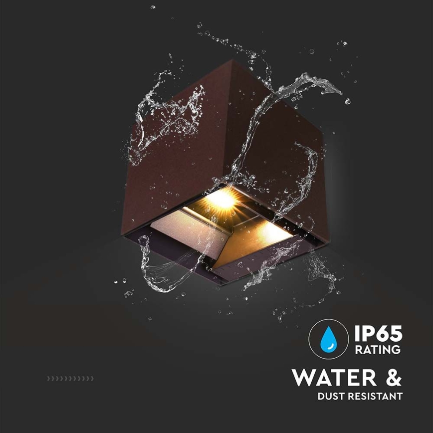 Luminária de parede solar LED com sensor LED/9W/3,7V 3000/4000/5000K 2600 mAh IP65 marrom