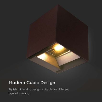 Luminária de parede solar LED com sensor LED/9W/3,7V 3000/4000/5000K 2600 mAh IP65 marrom