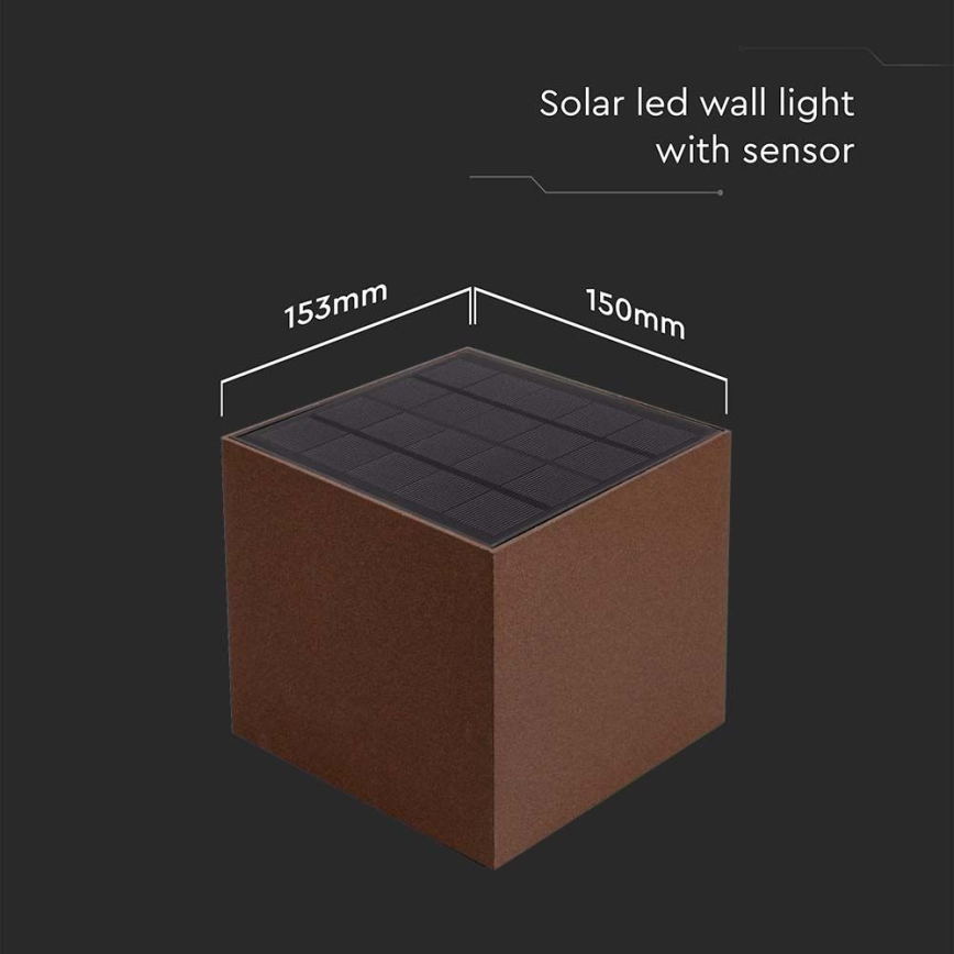 Luminária de parede solar LED com sensor LED/9W/3,7V 3000/4000/5000K 2600 mAh IP65 marrom