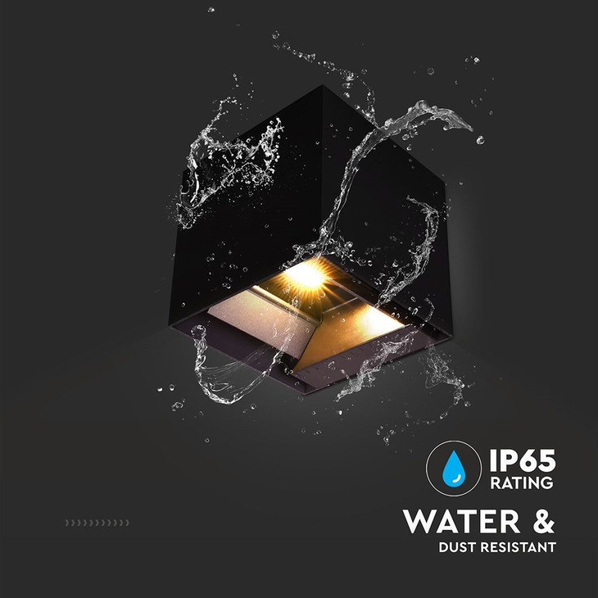 Luminária de parede solar LED com sensor LED/9W/3,7V 3000/4000/5000K 2600 mAh IP65 preta