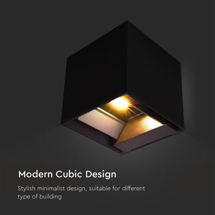 Luminária de parede solar LED com sensor LED/9W/3,7V 3000/4000/5000K 2600 mAh IP65 preta