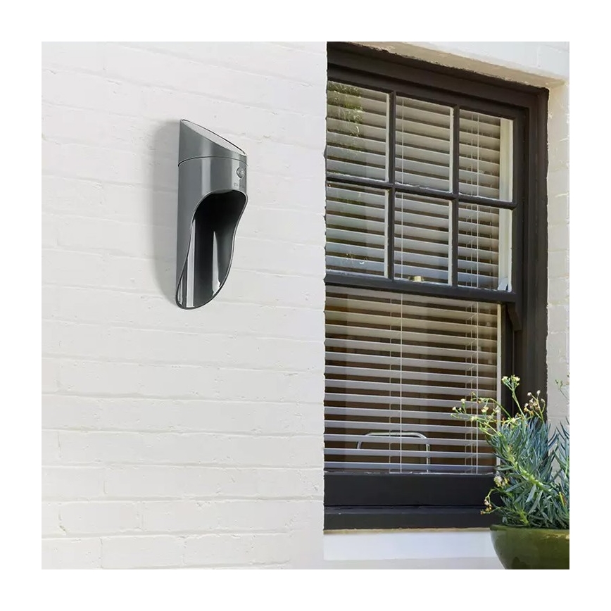 Luminária de parede solar LED com sensor PALESA LED/1W/3,7V IP65 1800 mAh cinza