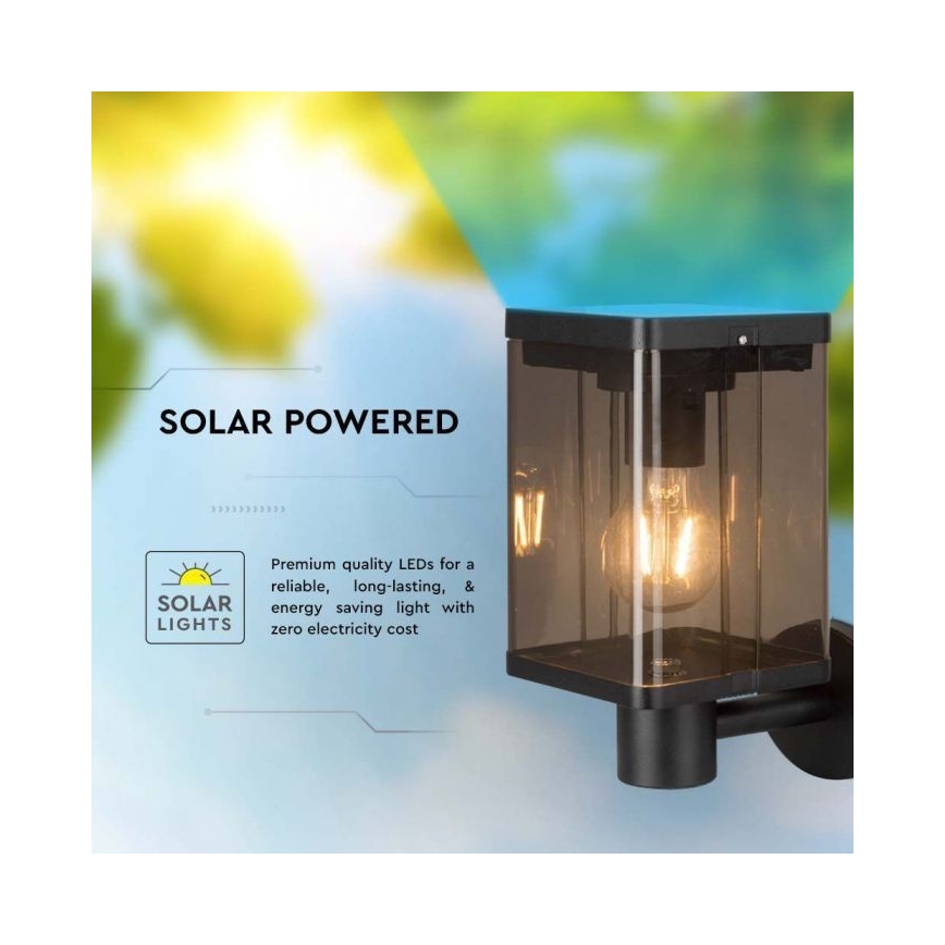 Luminária de parede solar LED para exterior com sensor LED/2,5W/3,7V 3000K IP54 2000 mAh