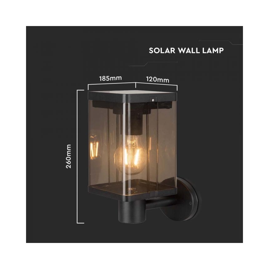 Luminária de parede solar LED para exterior com sensor LED/2,5W/3,7V 3000K IP54 2000 mAh