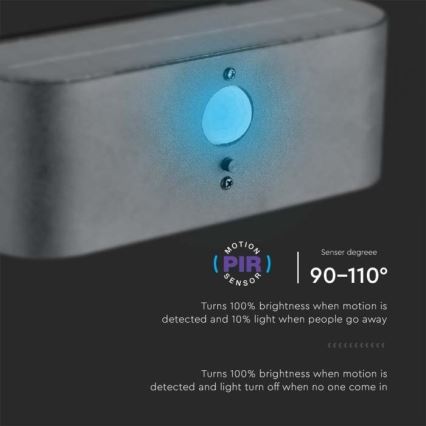 Luminária de parede solar LED para exterior com sensor LED/2,5W/3,7V 3000K IP54 2000 mAh