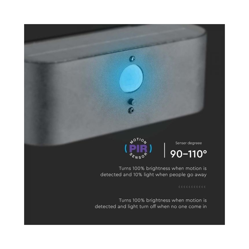 Luminária de parede solar LED para exterior com sensor LED/2,5W/3,7V 3000K IP54 2000 mAh