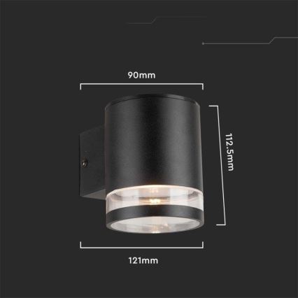 Luminária de parede solar LED para exterior com sensor LED/1W/3,7V 3000K IP54 1200 mAh preta