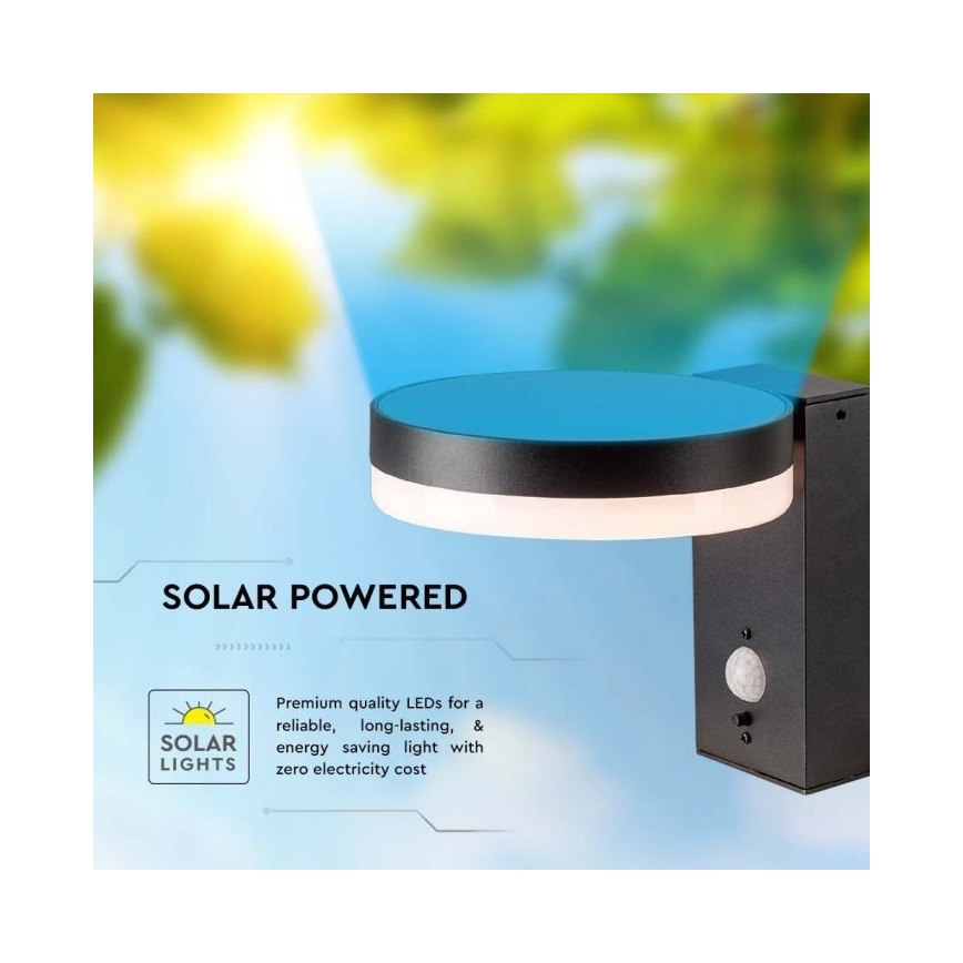 Luminária de parede solar LED para exterior com sensor LED/5,5W/3,7V 3000K IP54 2000 mAh