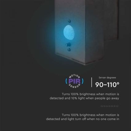 Luminária de parede solar LED para exterior com sensor LED/5,5W/3,7V 3000K IP54 2000 mAh