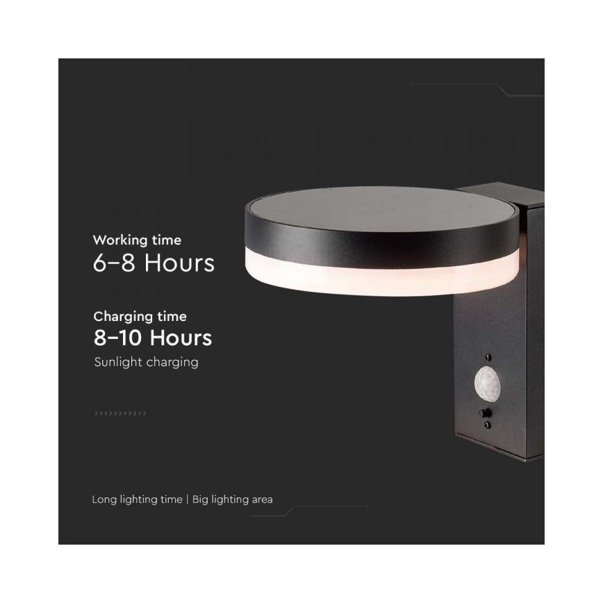 Luminária de parede solar LED para exterior com sensor LED/5,5W/3,7V 3000K IP54 2000 mAh