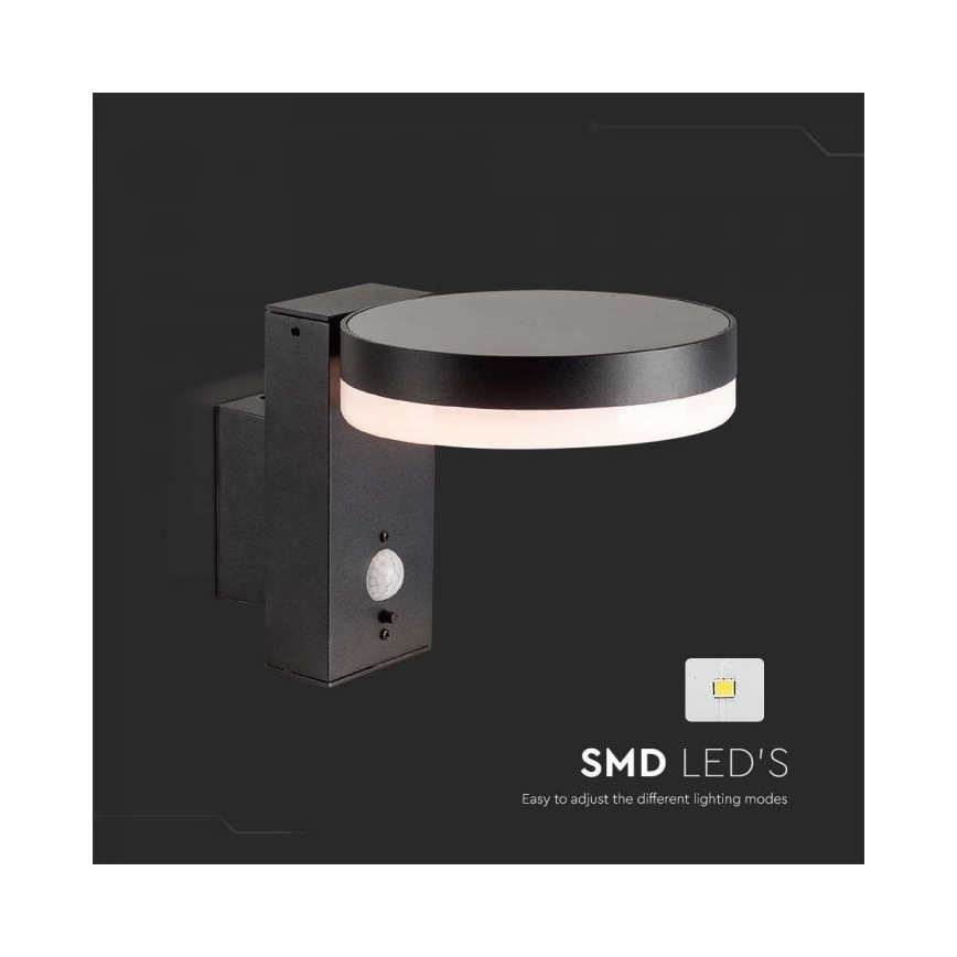 Luminária de parede solar LED para exterior com sensor LED/5,5W/3,7V 3000K IP54 2000 mAh