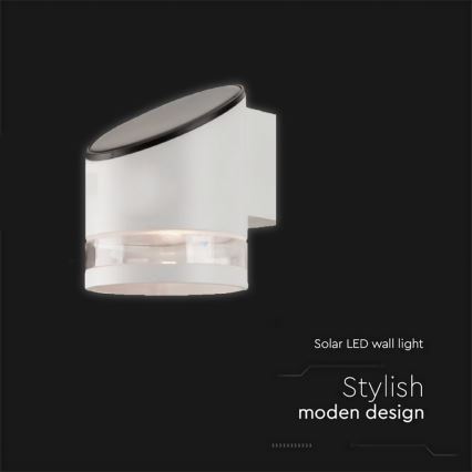 Luminária de parede solar LED para exterior LED/1W/3,7V 3000K IP54 1200 mAh branca