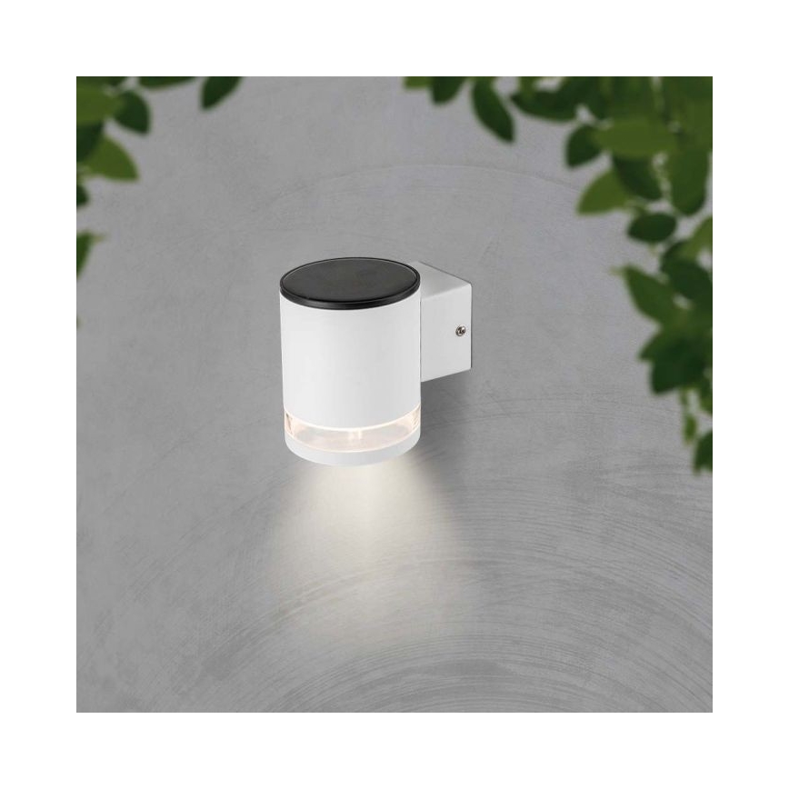 Luminária de parede solar LED para exterior LED/1W/3,7V 3000K IP54 1200 mAh branca