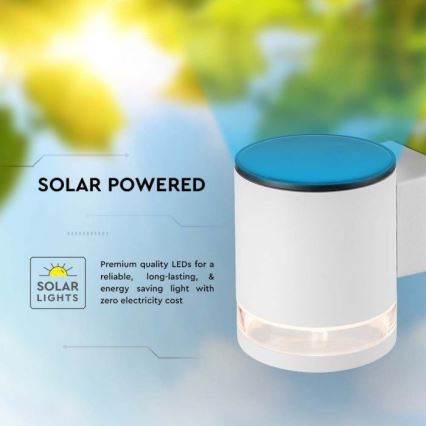 Luminária de parede solar LED para exterior LED/1W/3,7V 3000K IP54 1200 mAh branca