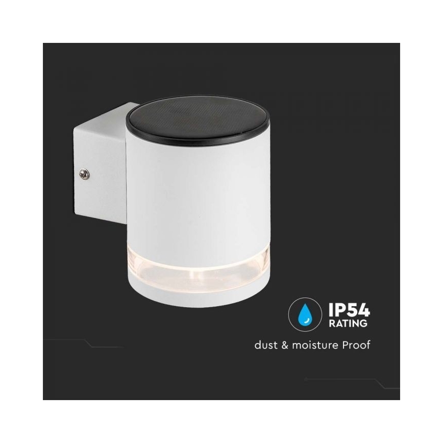 Luminária de parede solar LED para exterior LED/1W/3,7V 3000K IP54 1200 mAh branca