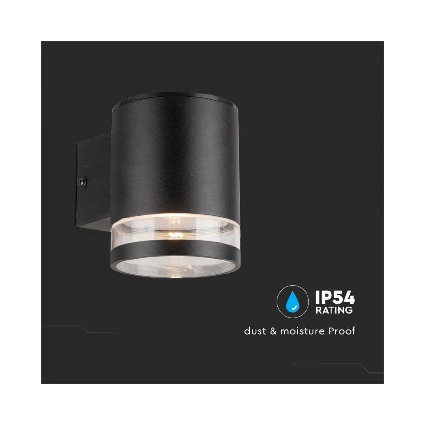 Luminária de parede solar LED para exterior LED/1W/3,7V 3000K IP54 1200 mAh preta