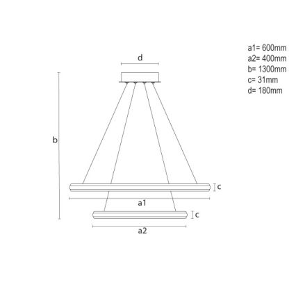 Lustre LED regulável suspenso por cabo LED/90W/230V 3000-6500K diâmetro 60 cm + controlo remoto