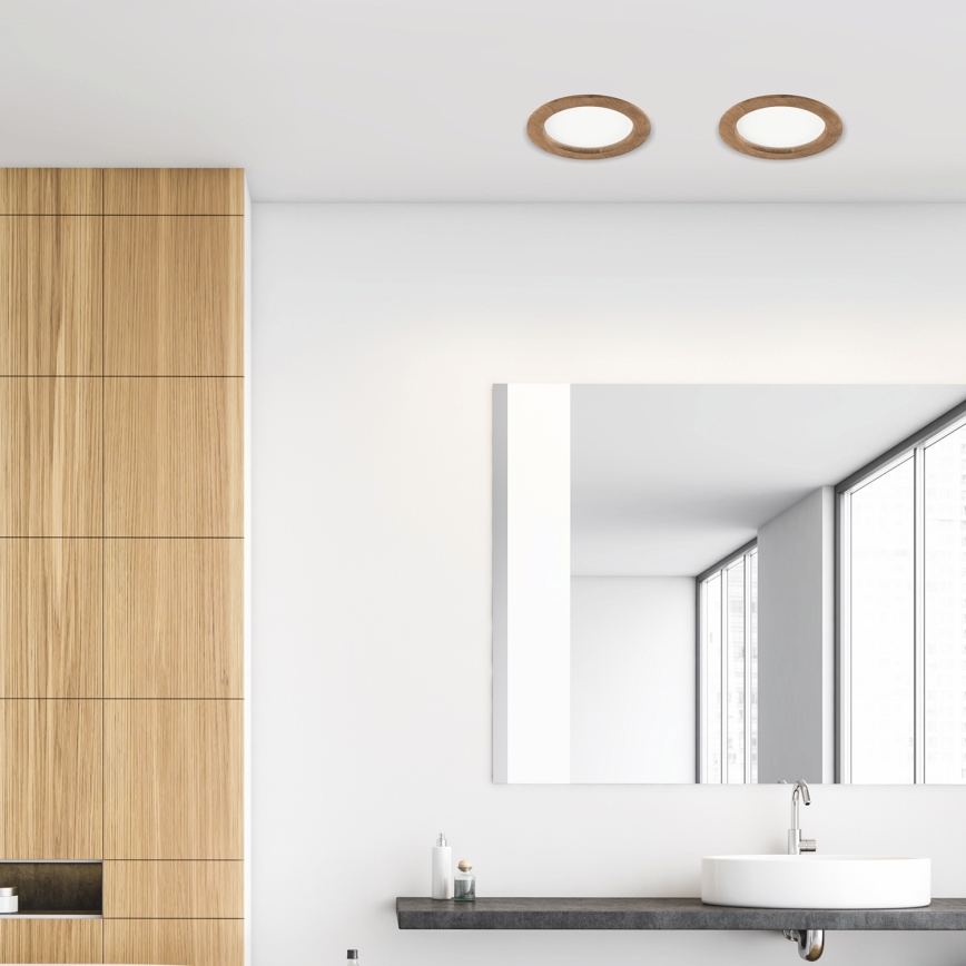 Luminária de embutir LED WOODY SPOT LED/16,5W/230V 4000K nogueira Ø 18,5 cm