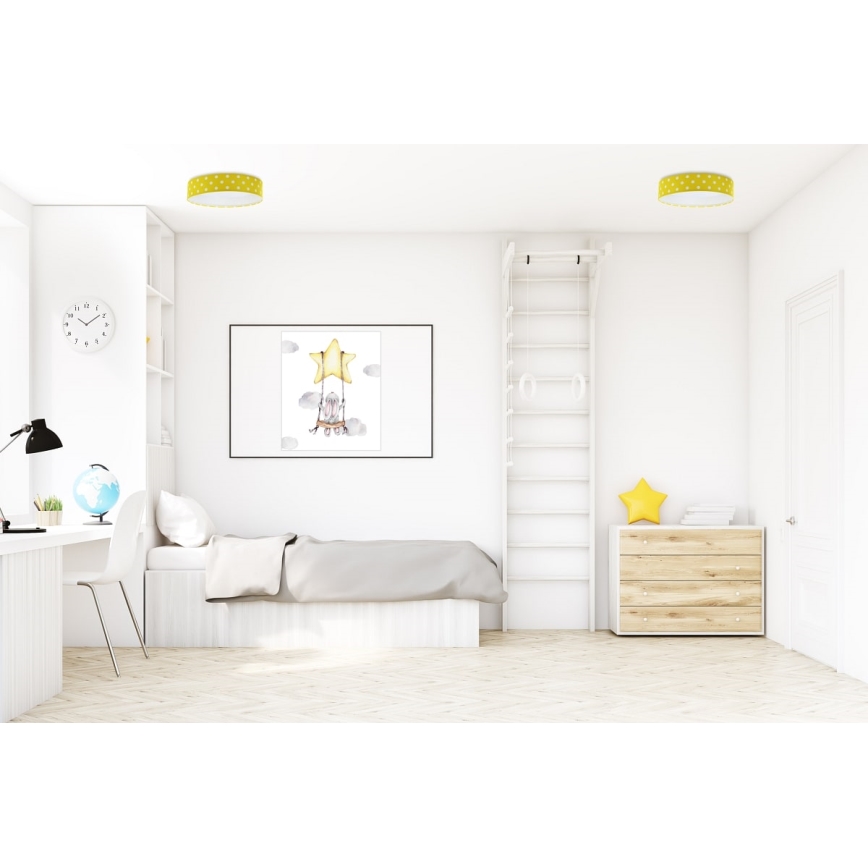 Luminária de teto infantil LED GALAXY KIDS LED/24W/230V com bolinhas amarelas/brancas