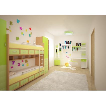 Luminária de teto infantil LED GALAXY KIDS LED/24W/230V bolinhas verde/branco