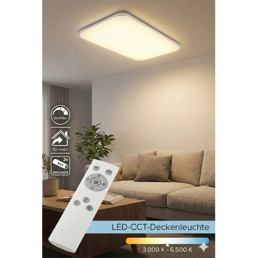 LED Candeeiro de tecto regulável LED/48W/230V 3000-6500K branco + comando remoto