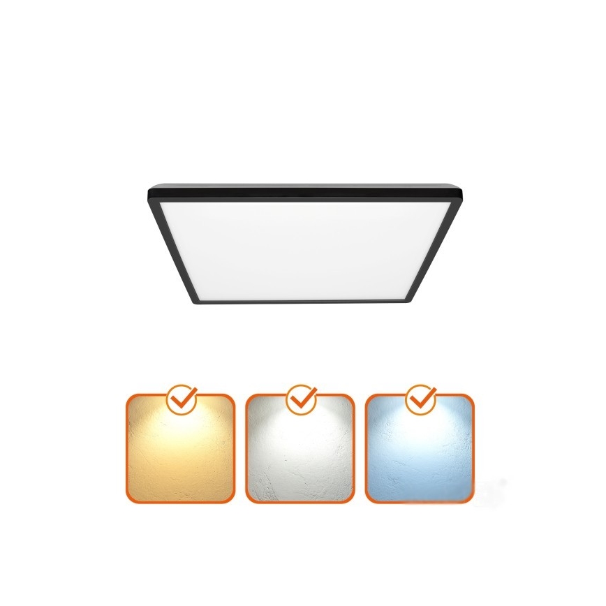 Luminária de teto LED para banheiro NIVERA LED/18W/230V IP54 3000/4000/6000K 30x30 cm preta