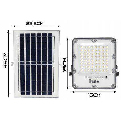 Refletor solar LED dimável LED/50W/3,2V 5000K 6000 mAh IP65 preto + controlo remoto