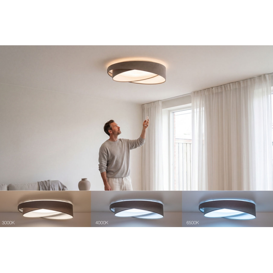 Candeeiro de tecto LED regulável SMART GALAXY MODERN LED/24W/230V 3000-6500K Ø 55 cm cinzento/branco + comando remoto