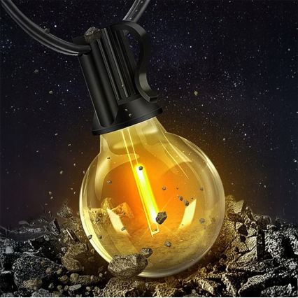 Cordão decorativo LED regulável para exterior 36xE12/1W/24/230V 22,35 m IP65 preto + comando remoto