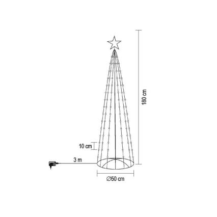 LED RGB Árvore de Natal para exterior 190xLED/230V 1,8 m IP44 + comando à distância