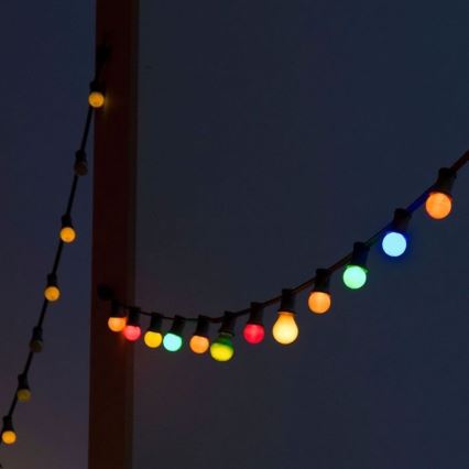 LED RGB Corrente exterior STRING 13 m 15xLED/0,5W/230V IP44 + controlo remoto