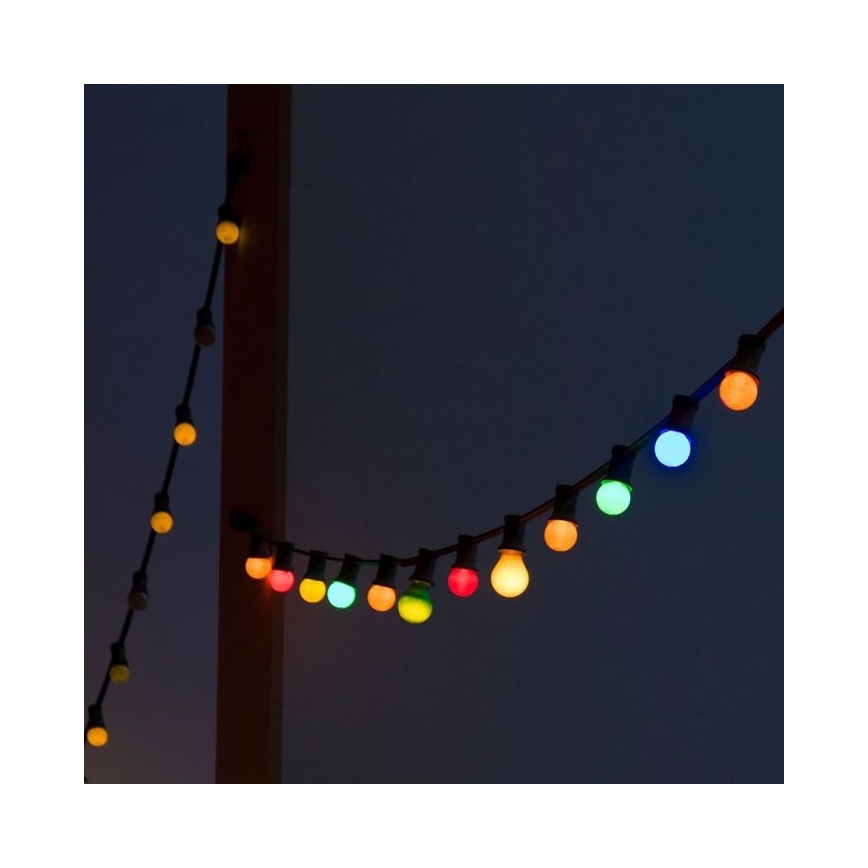 LED RGB Corrente exterior STRING 13 m 15xLED/0,5W/230V IP44 + controlo remoto