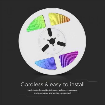 LED RGB Regulação solar tira LED/1,2W/3,7V IP67 5m + controlo remoto