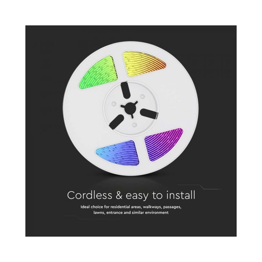 LED RGB Regulação solar tira LED/1,2W/3,7V IP67 5m + controlo remoto