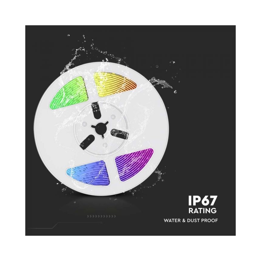 LED RGB Regulação solar tira LED/1,2W/3,7V IP67 5m + controlo remoto