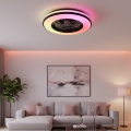 LED RGBW Candeeiro de teto regulável com ventilador VENTELUX LED/48W/230V 3000/4000/6500K Ø 48,5 cm preto + controlo remoto