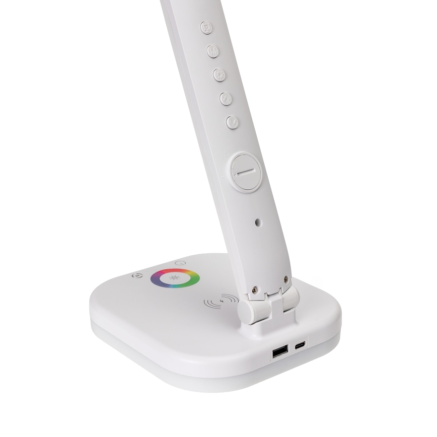 LED RGBW Candeeiro regulável com carregamento sem fios, ecrã, Porta USB MAGNUS LED/6W/5V 3000-6500K branco