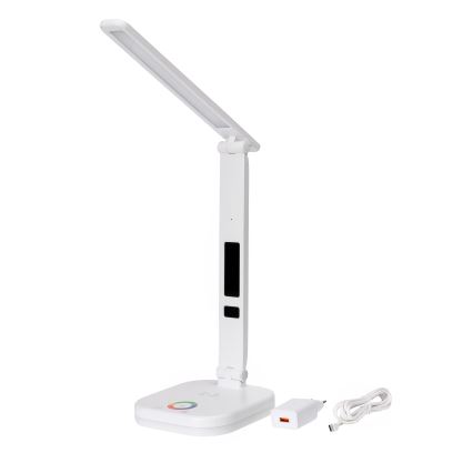 LED RGBW Candeeiro regulável com carregamento sem fios, ecrã, Porta USB MAGNUS LED/6W/5V 3000-6500K branco